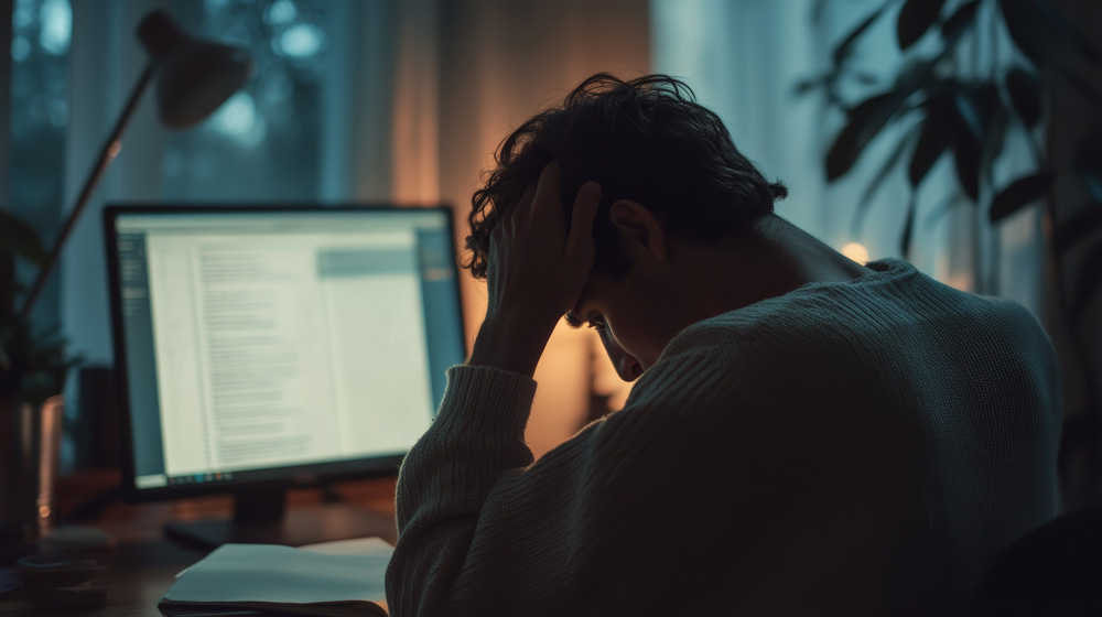 stressed university student